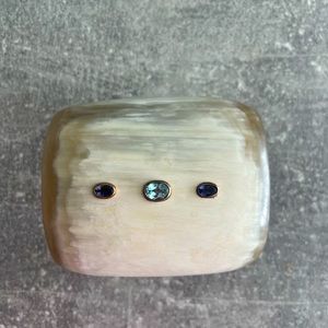 Ashley Pittman Kenya Horn Cuff with Blue Stones